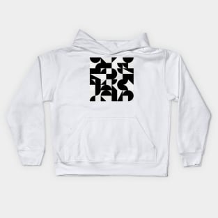 Modern Geometry / Minimal, Black, White, Grey Kids Hoodie